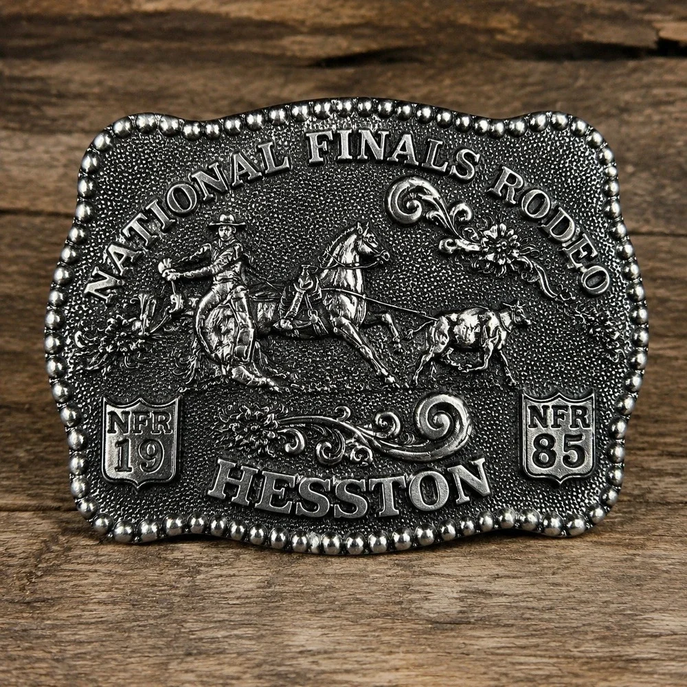 1985 Hesston National Finals Rodeo Belt Buckle Fred Fellows Signed #1448